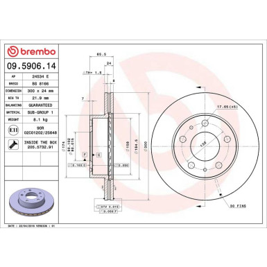 Brembo Bremsscheibe PRIME LINE 09.5906.14
