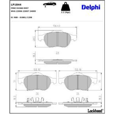Delphi Bremsbelagsatz, Scheibenbremse LP1844