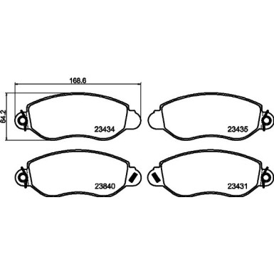 Hella | Bremsbelagsatz, Scheibenbremse | 8DB 355 019-451