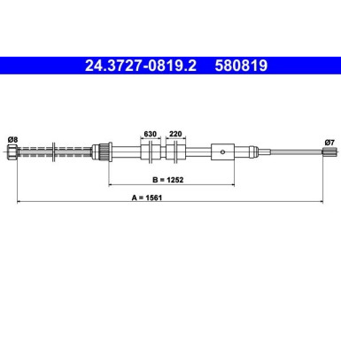 2 x ATE Seilzug, Feststellbremse | 24.3727-0819.2