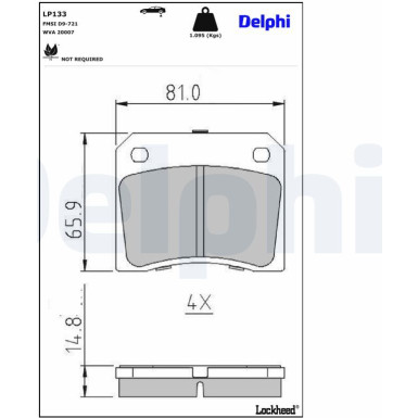 Delphi | Bremsbelagsatz, Scheibenbremse | LP133 Delphi | Bremsbelagsatz, Scheibenbremse | LP133