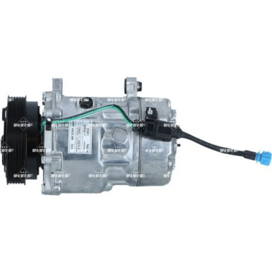 NRF EASY FIT 32064 Klimakompressor SD7V16 WITH ADAPTER, 12V, PAG 46, mit PAG-Kompressoröl, mit Dichtring