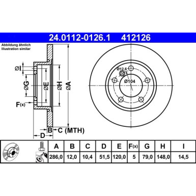 ATE 24.0112-0126.1 Bremsscheibe für BMW 3er, Z3 286,0x12,0mm, 5x120,0, voll, beschichtet ATE 24.0112-0126.1 Bremsscheibe für BMW 3er, Z3 286,0x12,0mm, 5x120,0, voll, beschichtet