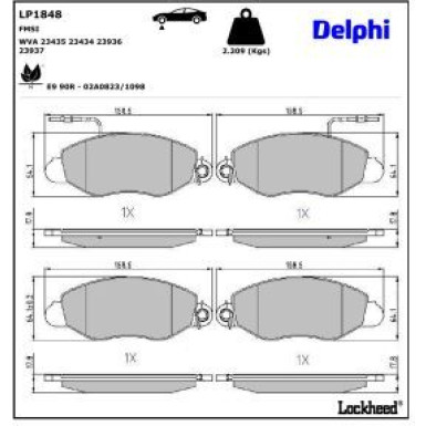 Delphi Bremsbelagsatz, Scheibenbremse LP1848