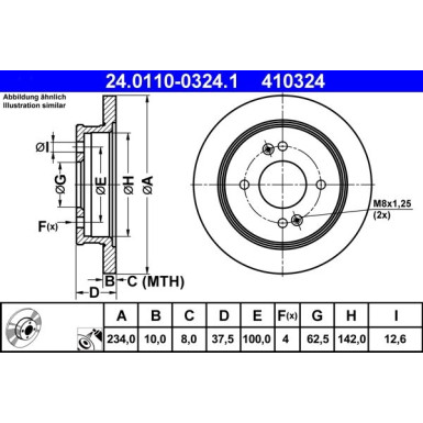 ATE | Bremsensatz, Scheibenbremse | 24.0110-0324.1 + 13.0460-5781.2
