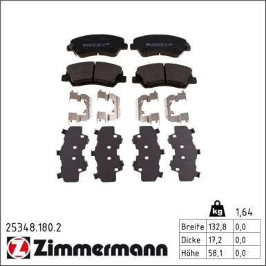 Zimmermann Bremsbelagsatz, Scheibenbremse 25348.180.2