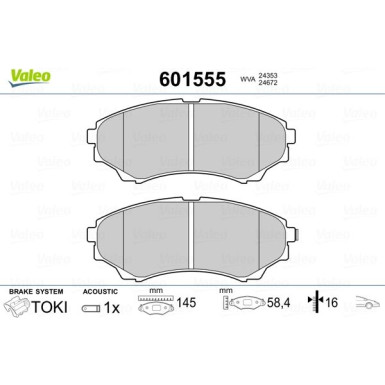 Valeo | Bremsbelagsatz, Scheibenbremse | 601555