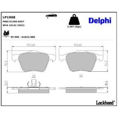 Delphi Bremsbelagsatz, Scheibenbremse LP1968
