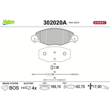 Valeo Bremsbelagsatz, Scheibenbremse EXPERT 302020A