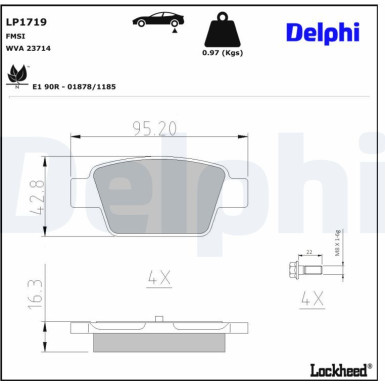 Delphi | Bremsbelagsatz, Scheibenbremse | LP1719 Delphi | Bremsbelagsatz, Scheibenbremse | LP1719