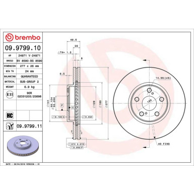 Brembo Bremsscheibe PRIME LINE - UV Coated 09.9799.11