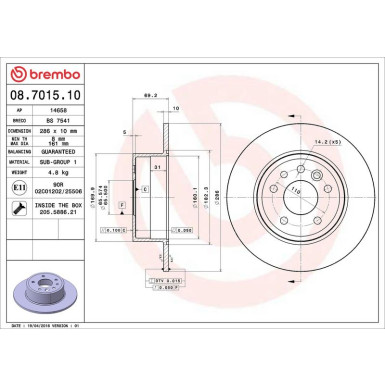 08.7015.10 Bremsscheibe PRIME LINE