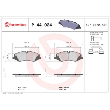 Brembo Bremsbelagsatz, Scheibenbremse PRIME LINE P 44 024