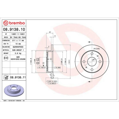 Brembo | Bremsscheibe | 08.9138.10