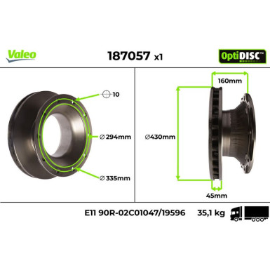 Valeo | Bremsscheibe | 187057 Valeo | Bremsscheibe | 187057