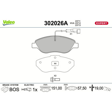 Valeo | Bremsbelagsatz, Scheibenbremse | 302026A
