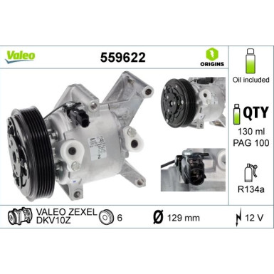 559622 Kompressor, Klimaanlage VALEO ORIGINS - NEW O.E. TECHNOLOGIE