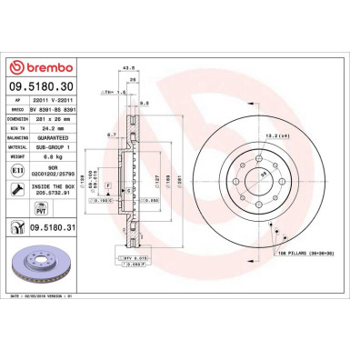Brembo Bremsscheibe PRIME LINE - UV Coated 09.5180.31