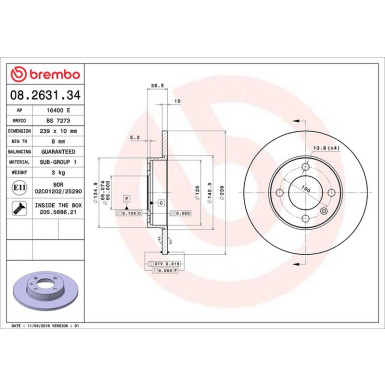 Brembo Bremsscheibe PRIME LINE 08.2631.34