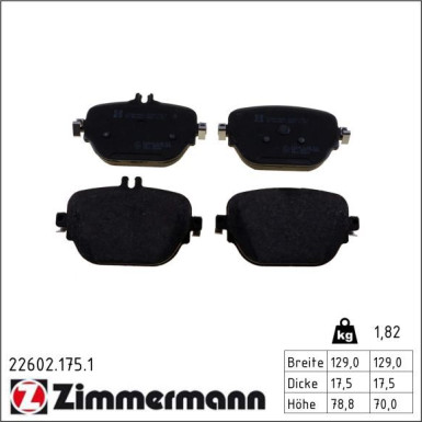 Zimmermann Bremsbelagsatz, Scheibenbremse 22602.175.1