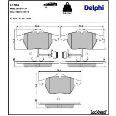 Delphi Bremsbelagsatz, Scheibenbremse LP784