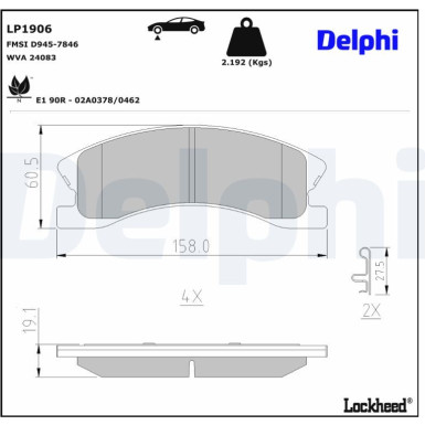 LP1906 Bremsbelagsatz, Scheibenbremse