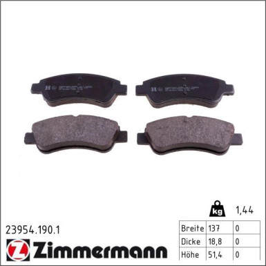 Zimmermann Bremsbelagsatz, Scheibenbremse 23954.190.1