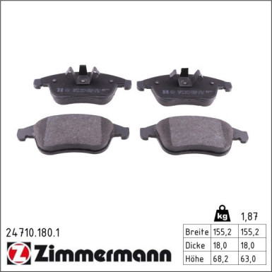 Zimmermann Bremsbelagsatz, Scheibenbremse 24710.180.1