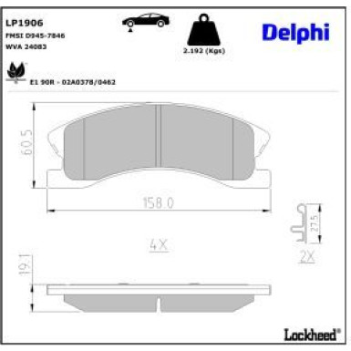 Delphi Bremsbelagsatz, Scheibenbremse LP1906