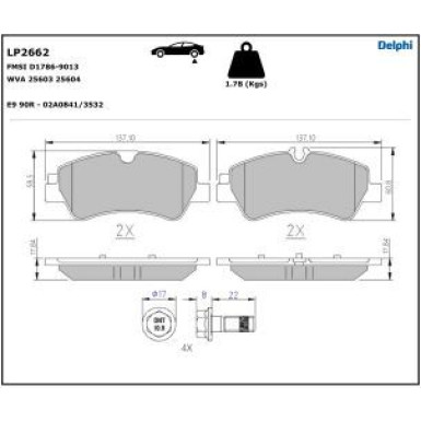 Delphi Bremsbelagsatz, Scheibenbremse LP2662