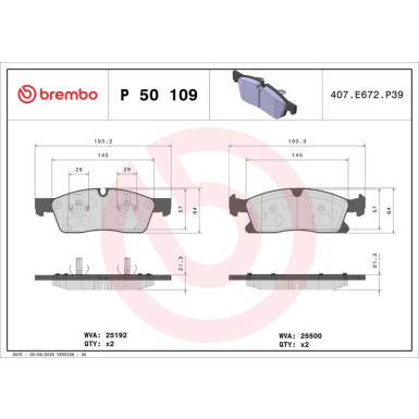 Brembo Bremsbelagsatz, Scheibenbremse PRIME LINE P 50 109