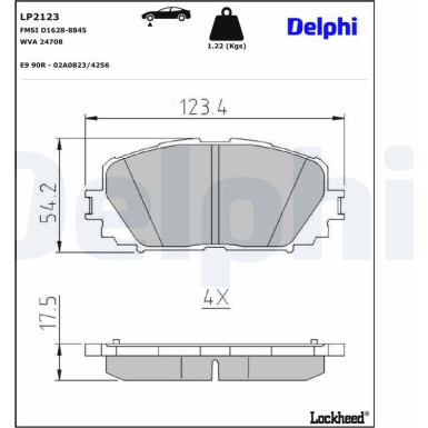 Delphi | Bremsbelagsatz, Scheibenbremse | LP2123