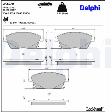 LP2170 Bremsbelagsatz, Scheibenbremse