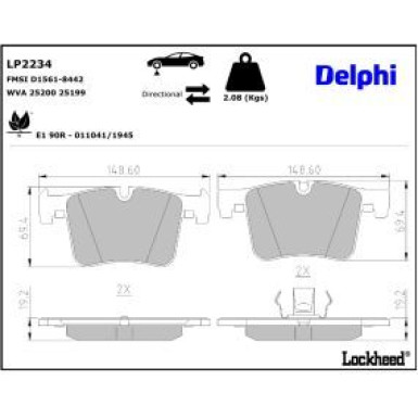 Delphi Bremsbelagsatz, Scheibenbremse LP2234