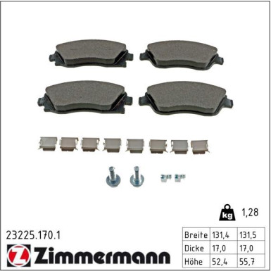 Zimmermann Bremsbelagsatz, Scheibenbremse 23225.170.1