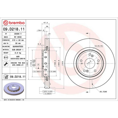 Brembo Bremsscheibe PRIME LINE - UV Coated 09.D218.11