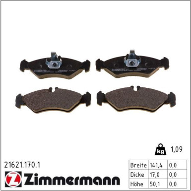 Zimmermann Bremsbelagsatz, Scheibenbremse 21621.170.1 Zimmermann Bremsbelagsatz, Scheibenbremse 21621.170.1