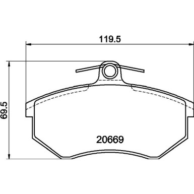 Hella | Bremsbelagsatz, Scheibenbremse | 8DB 355 017-701