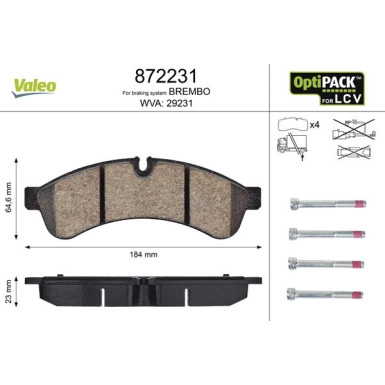 Valeo | Bremsbelagsatz, Scheibenbremse | 872231