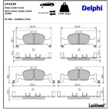 Delphi Bremsbelagsatz, Scheibenbremse LP3239