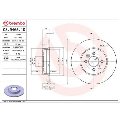 Brembo Bremsscheibe PRIME LINE 08.9465.10