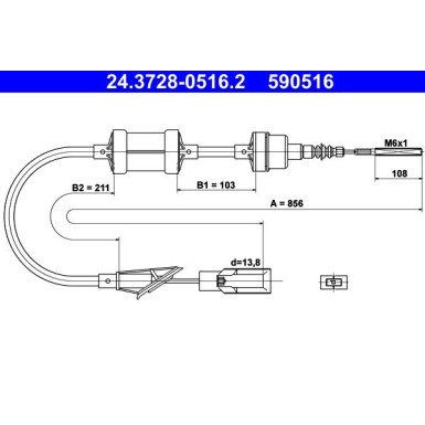 24.3728-0516.2 Seilzug, Kupplungsbetätigung