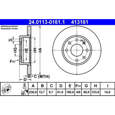 ATE | Bremsensatz, Scheibenbremse | 24.0113-0161.1 + 13.0460-7051.2