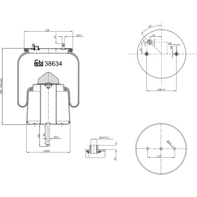 FEBI BILSTEIN 38634 Federbalg, Luftfederung FEBI BILSTEIN 38634 Federbalg, Luftfederung