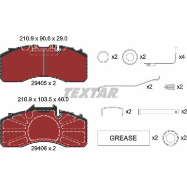 Textar | Bremsbelagsatz, Scheibenbremse | 2940501 Textar | Bremsbelagsatz, Scheibenbremse | 2940501