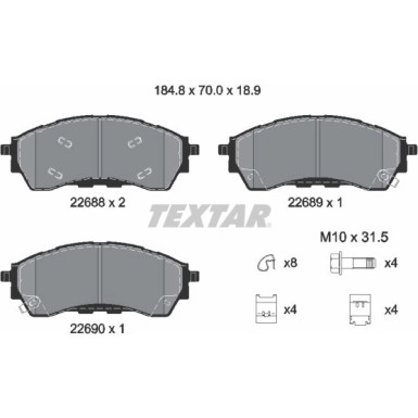 Textar Bremsbelagsatz, Scheibenbremse Q+ 2268801