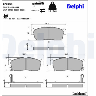 Delphi | Bremsbelagsatz, Scheibenbremse | LP2258