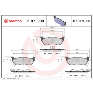 Brembo Bremsbelagsatz, Scheibenbremse PRIME LINE P 37 009