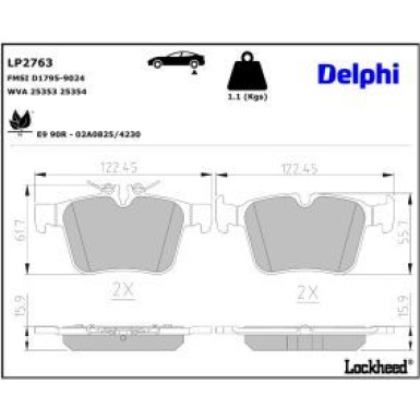 Delphi Bremsbelagsatz, Scheibenbremse LP2763