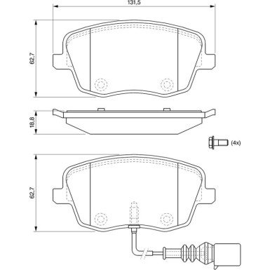 BOSCH Bremsbelagsatz, Scheibenbremse 0 986 494 105